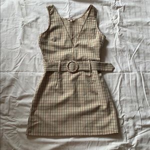 plaid belted dress